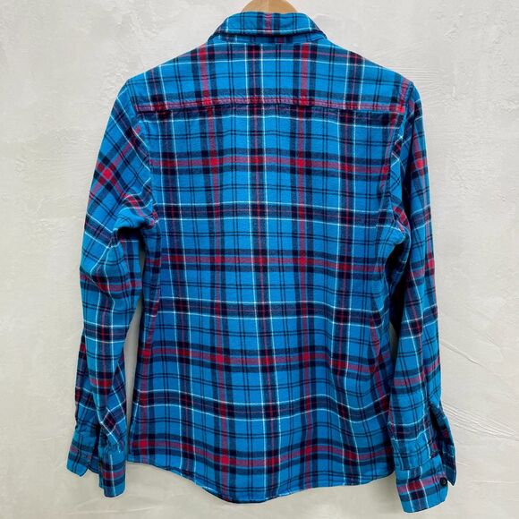Vintage 90s Plaid Flannel Shirt Mens Small Womens Medium Plaid Flannel Blue Red - Picture 6 of 16